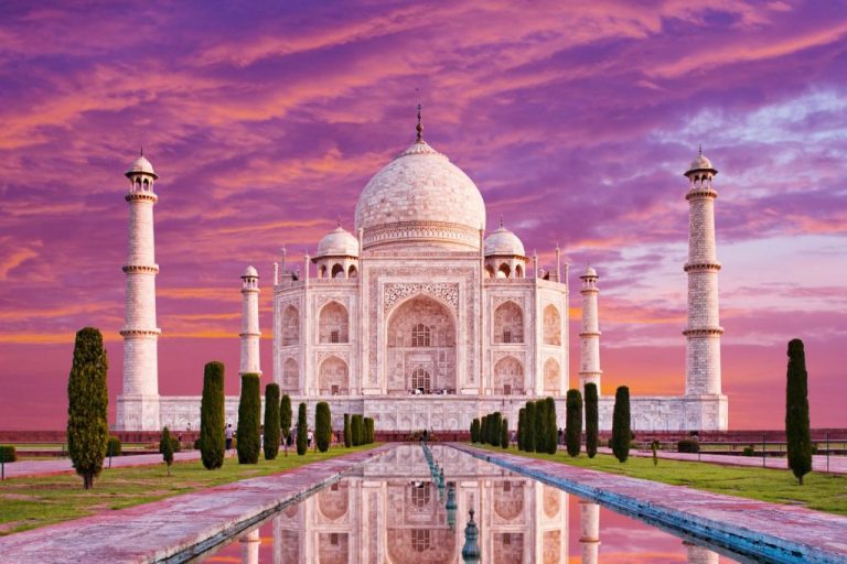 Taj Mahal is a landmark monument in India.