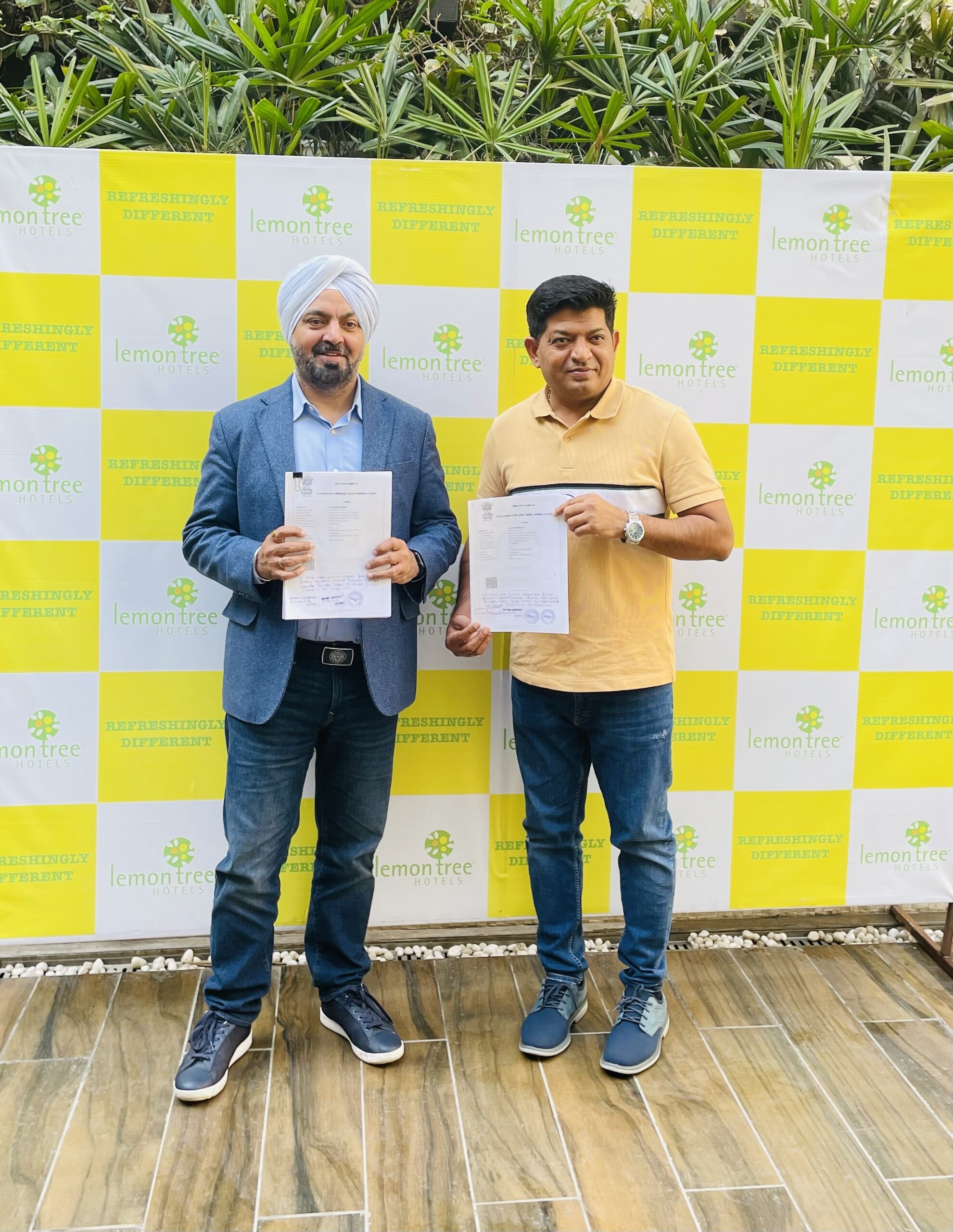 Vikramjit Singh, President, _Lemon Tree Hotels Ltd and Kaushik Solanki, Partner, _The Maple Hospitality signed the agreement