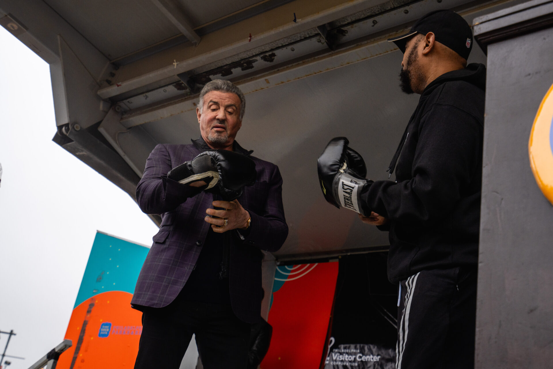Sylvester Stallone attends Rocky Shop Grand Opening at Parkway Visitor Outpost