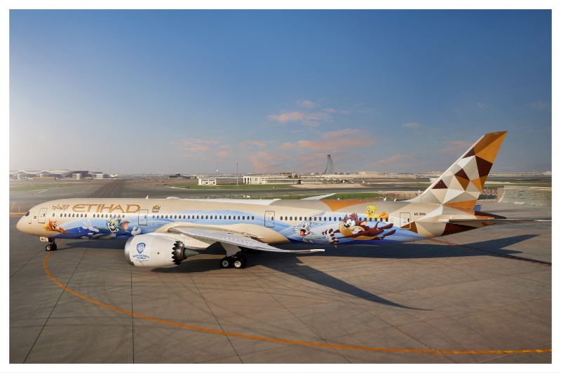 Warner Bros. World Yas Island unveils branded aircraft with Etihad Airways