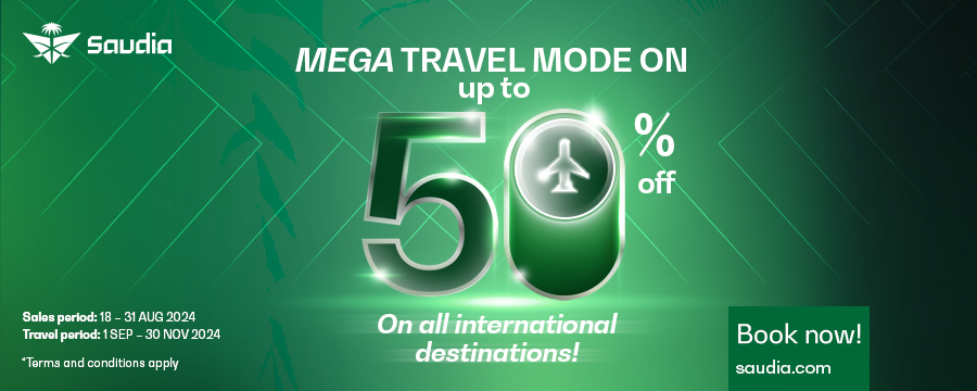 Saudia offers up to 50% off on International Flights