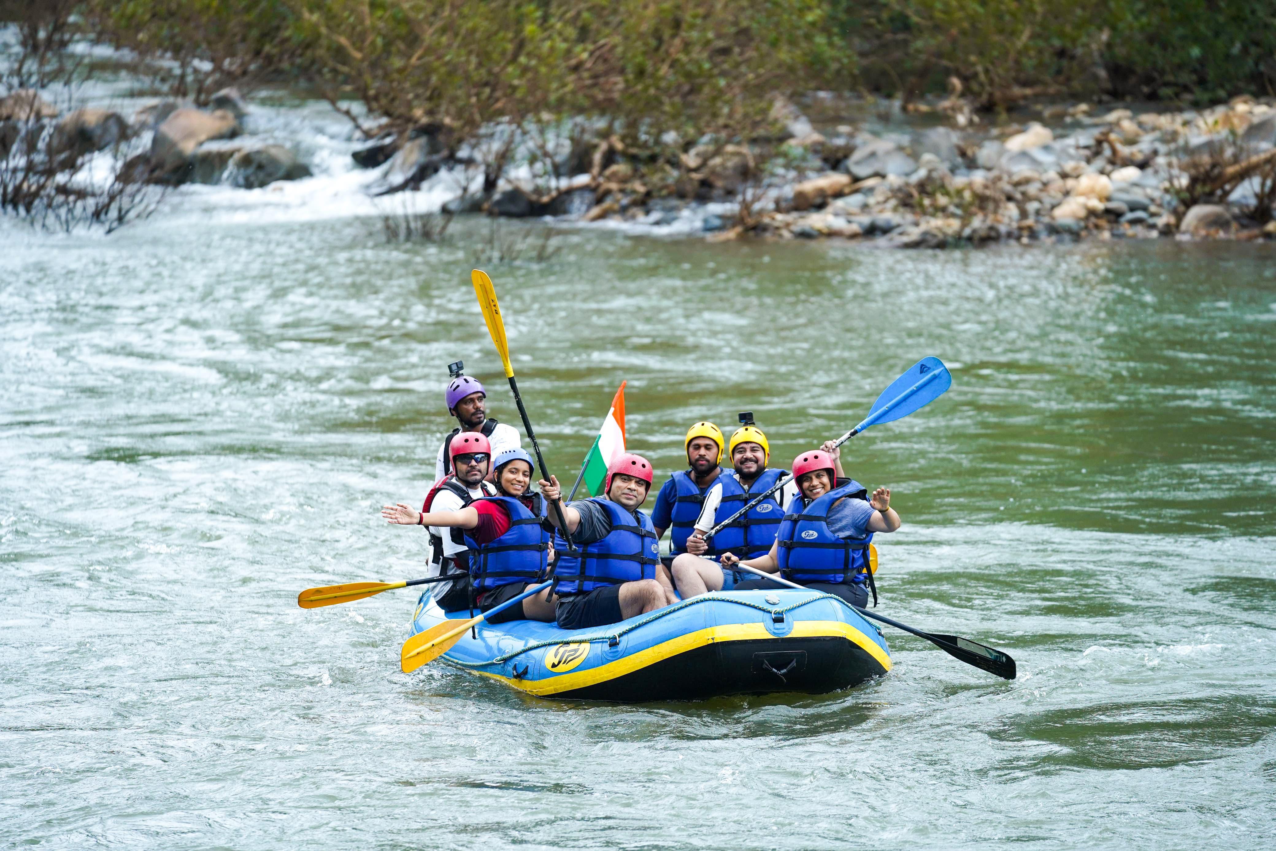 Tourism Minister Khaunte Experiences White water rafting in Mhadei