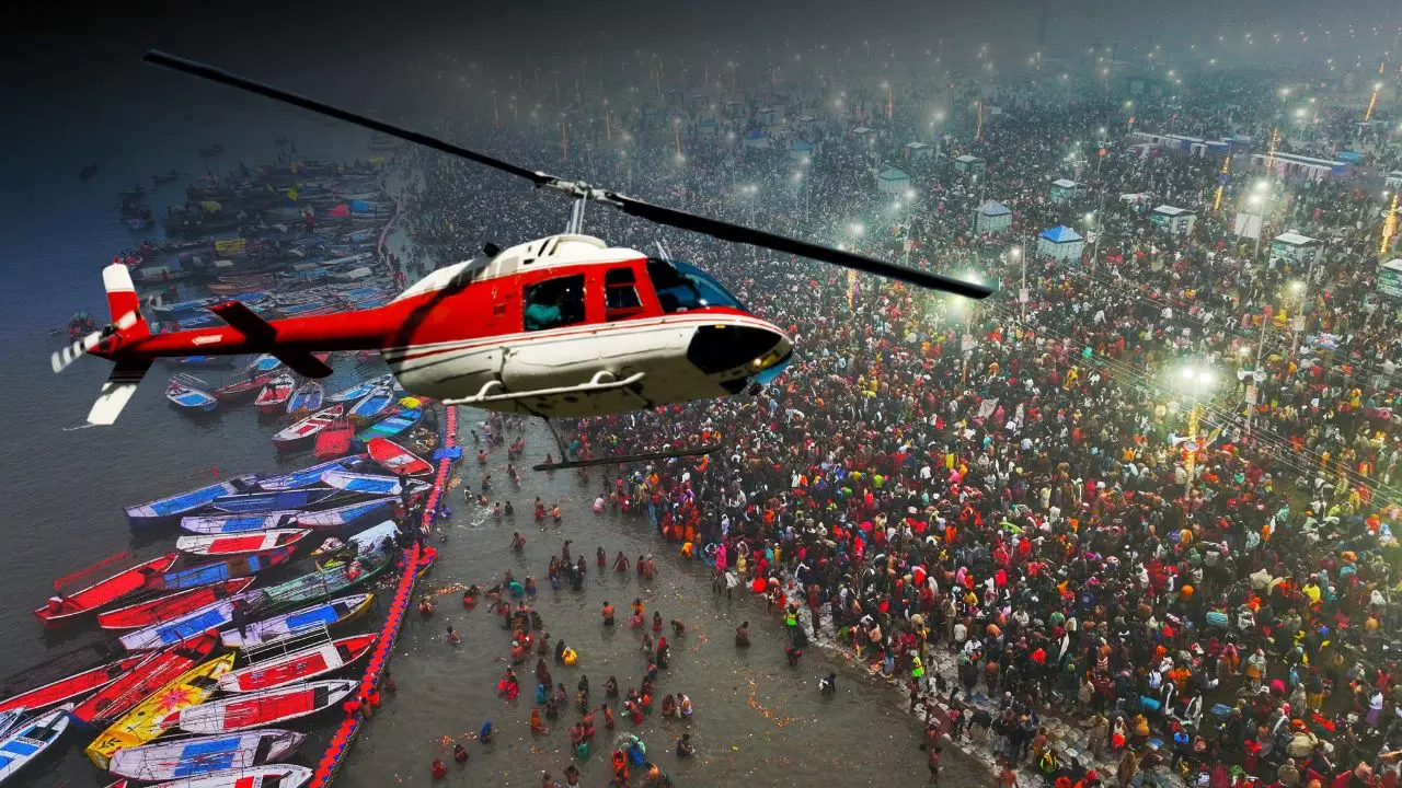 UP halves helicopter ride price to INR 1,296 over Maha Kumbh